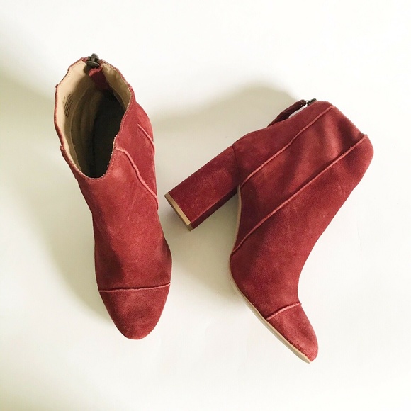Able Local + Global Perez Suede Mod Retro Chunky Heel Zip Back Booties Boots - Picture 6 of 10